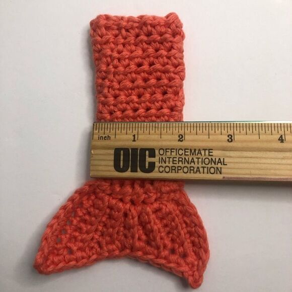 pink coral mermaid tail ice pop coozie hand crocheted cotton - Picture 3 of 3